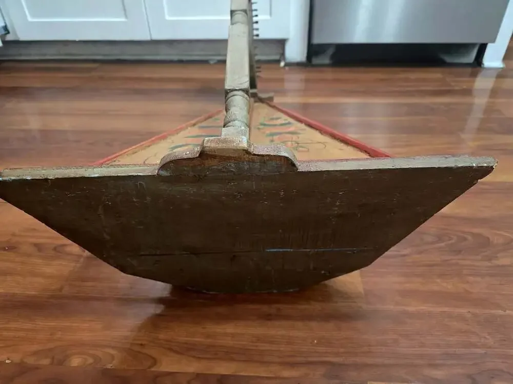 Antique 19thC Folk Art Table Harp Painted Lap Harp Zither Celtic Parlor Instrume